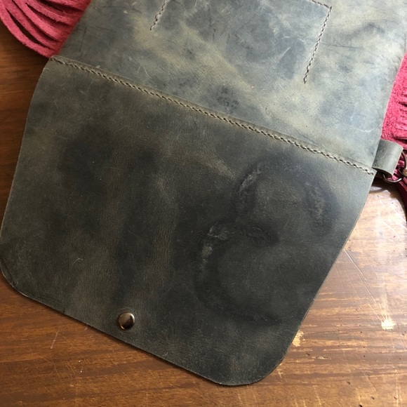 Hand made, grey and hot pink wristlet